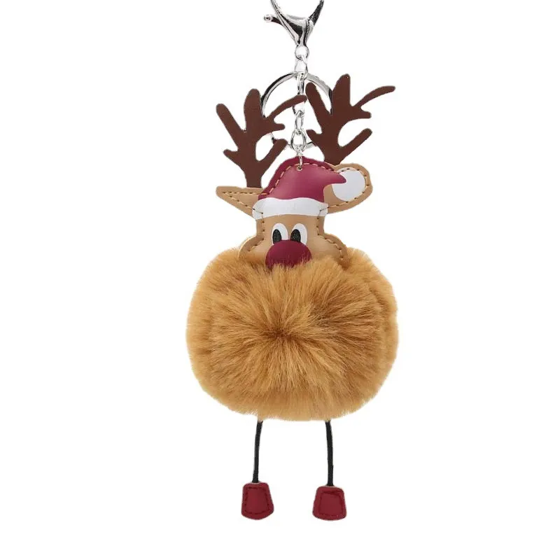Cadeau de Noël porte-clés en peluche porte-clés pendentif dessin animé Elk bagages décoration porte-clés fête ornements