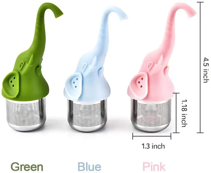 Tea Tools Stainless Steel Elephant Tea Infuser Silicone Strainer for Teas and Herbal Kitchen Gadges