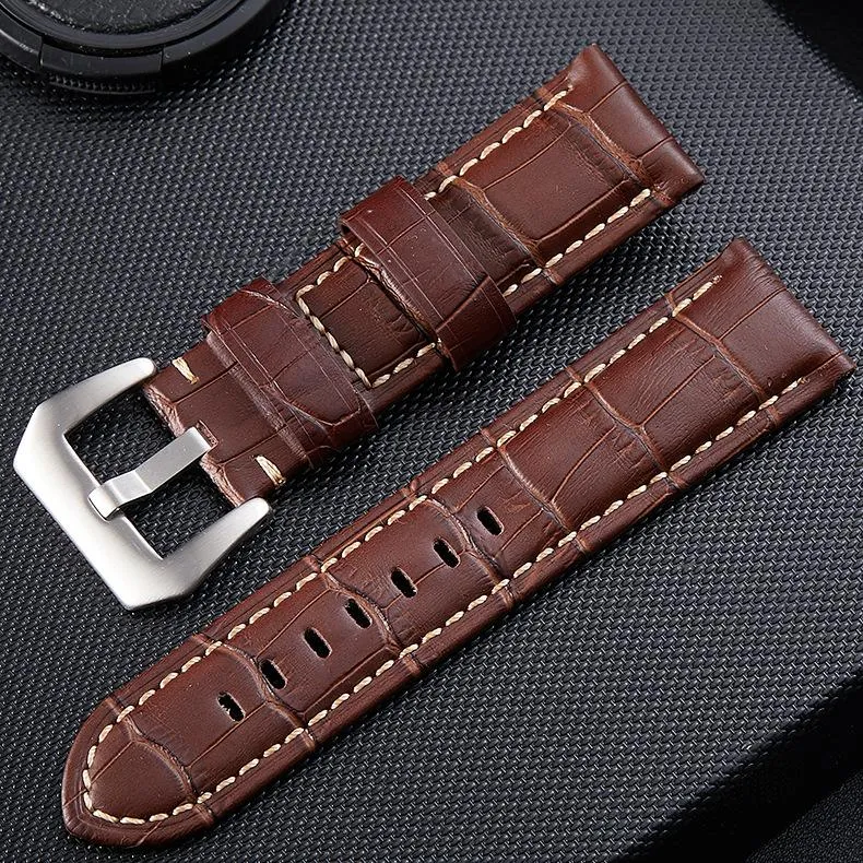 Watch Bands Luxury Watches Strap Men High Quality Genuine Leather Watchband 20mm 22mm 24mm 26mm Bamboo Knot Black Brown Blue Belt 2021