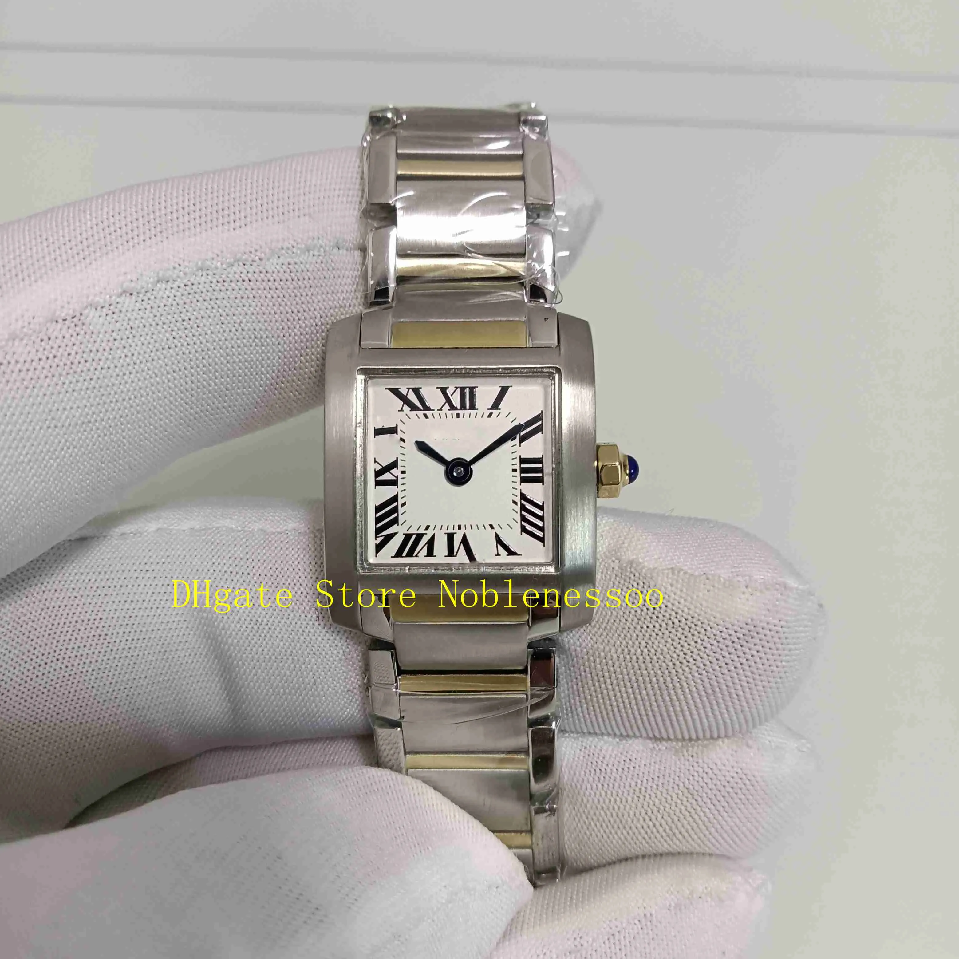 REAL PO med originalbox Women's Watch Women 20 5mm W51007 Steel 18K Yellow Gold Quartz Lady Armband Wristwatches207d