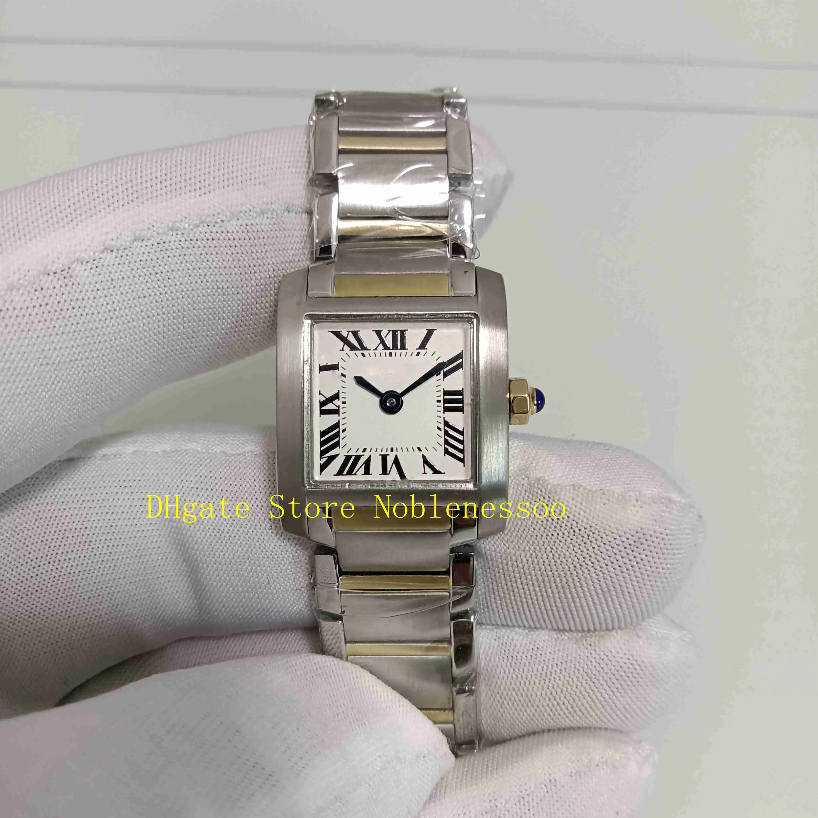 Real PO z oryginalnym pudełkiem Women's Watch Women 20 5 mm W51007 Steel 18K żółte złote kwarcowe damskie bransoletka Bransoletka 296x