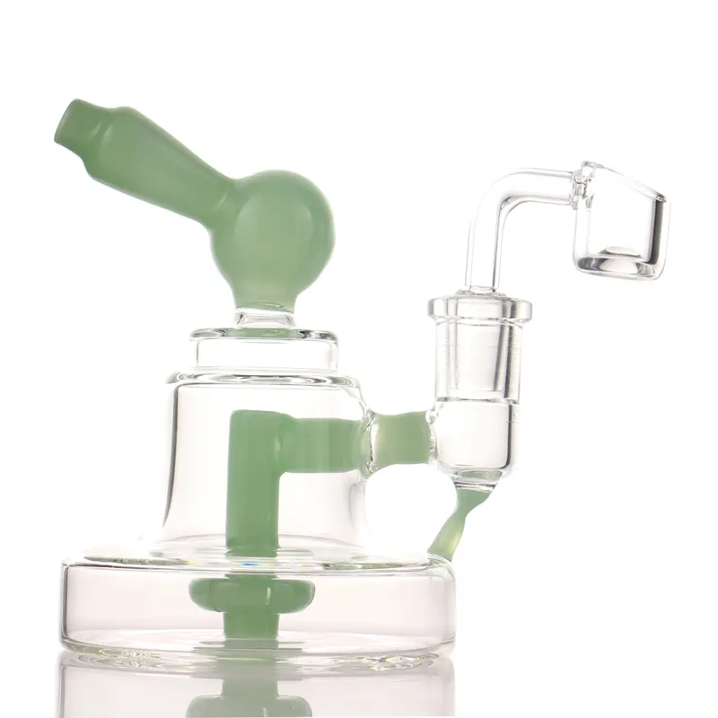 Hookahs Mini Dab Rig 5'' Glass Bong Shower Perc Female 14.5mm Water Pipe with Quartz Banger Bowl