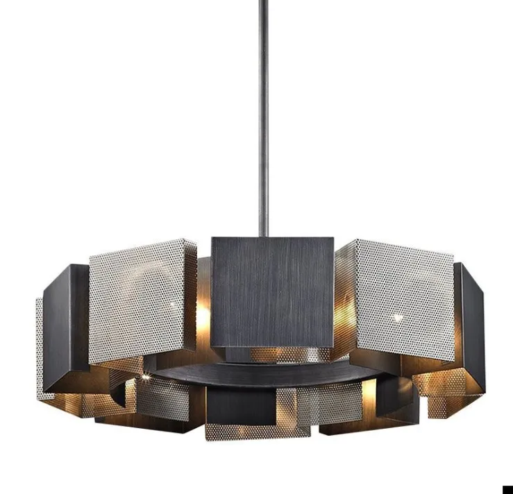 Postmodern Luxury Black Metal Round Led Chandelier Lamp Nordic Enkel Järn Konst Vardagsrum Belysning Matsal Sovrum Hängande