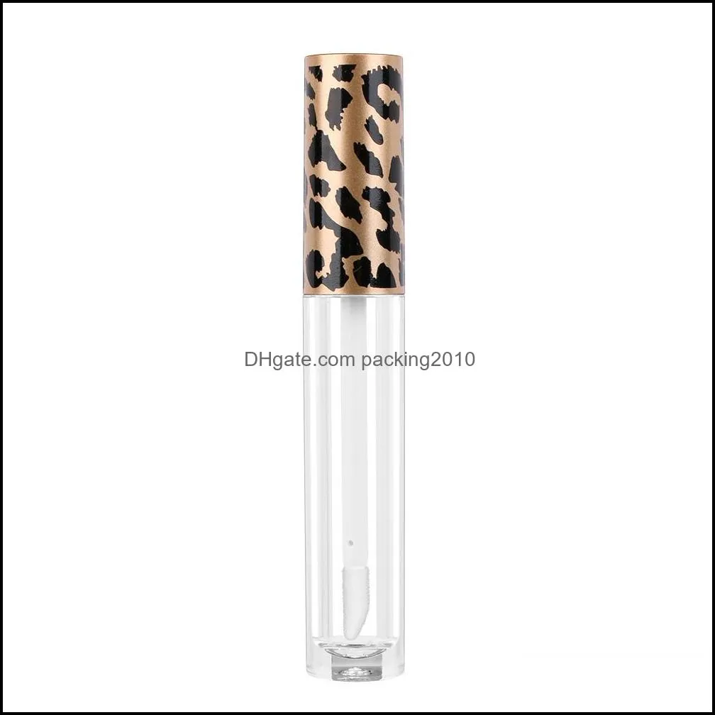 1PC Empty Leopard Print Lip Glaze Tube 3ml Refillable Lip Gloss Bottle DIY Empty Lip Oil Tube Container Makeup Tool Round New