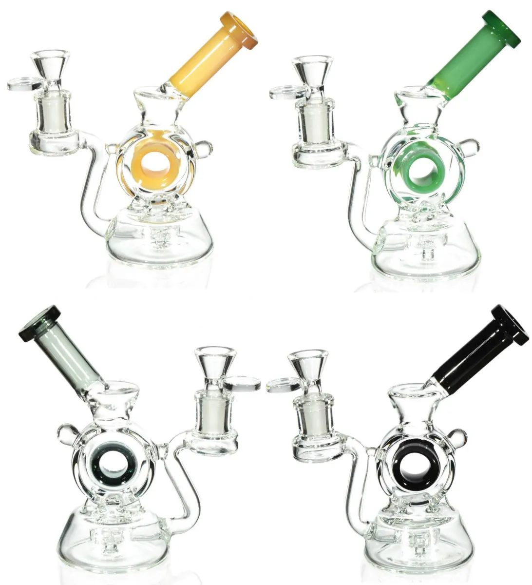 Vintage 7inch oco cilindro de vidro Bong Dab Rig Rig Recycler Água Cachimboah Tubulações De Fumar Oil Burner com tigela pode colocar o logotipo do cliente