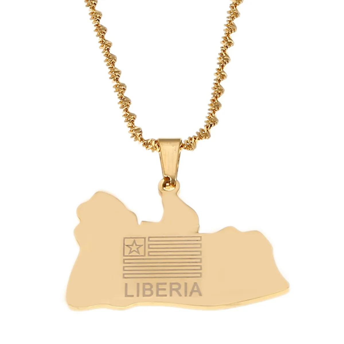 Colliers avec pendentif drapeau carte du LIBERIA, taille moyenne, bijoux libériens du moyen-orient
