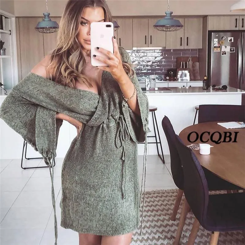 Casual Dresses 2021 Women Autumn Vintage Elegant Dreeses Sexy Long Sleeve Mini Dress