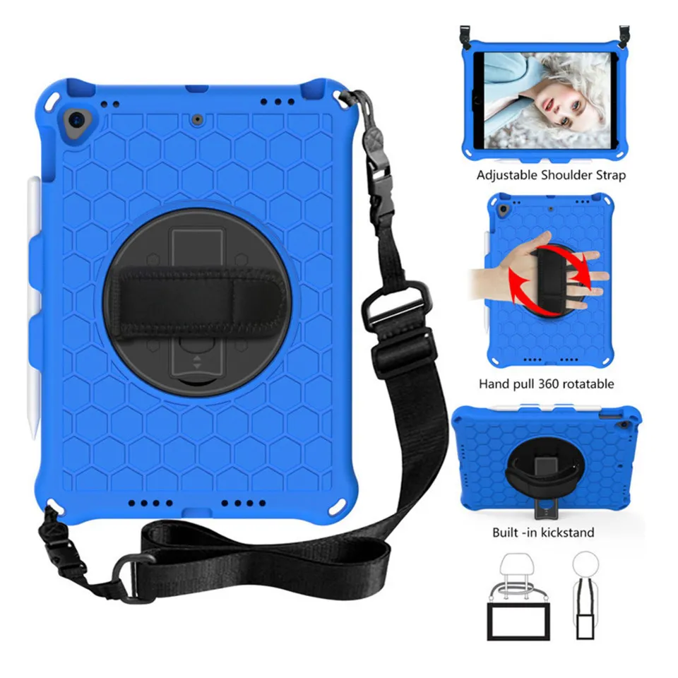 Tablet Case EVA Foam Soft Shockproof For iPad Mini 4 5 Air 9.7 10.2 11 Samsung Tab T290 T307 T500 Huawei M6 8.4 MediaPad T5 amzon HD 8 10 Kids Children Handle Stand with strap