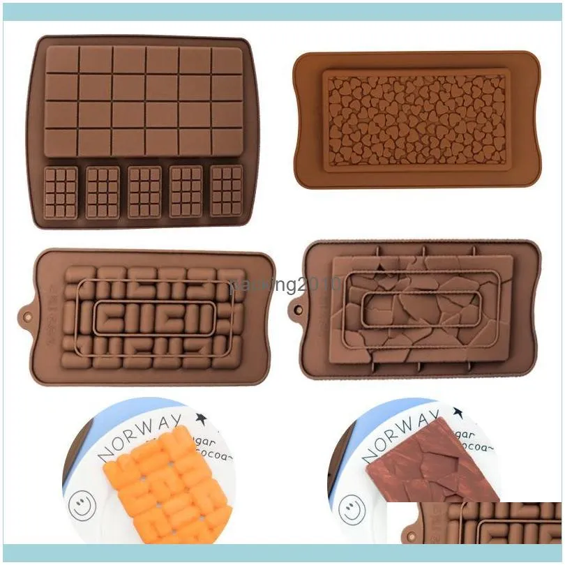 Baking Moulds Food Grade Silicone Different Shape Waffle Chocolate Mould Fondant Patisserie Candy Biscuit Bar Molds DIY Cake Mode Decoration Bakeware Kitchen