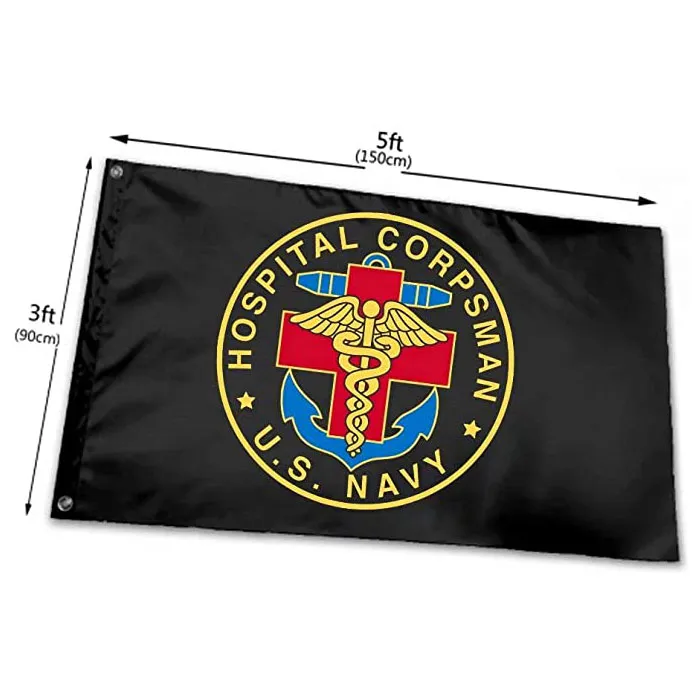 Drapeau Corpsman de l'hôpital de la marine américaine, couleurs vives, résistant à la décoloration, bannière de décoration à Double couture, 90x150cm, impression numérique, vente en gros