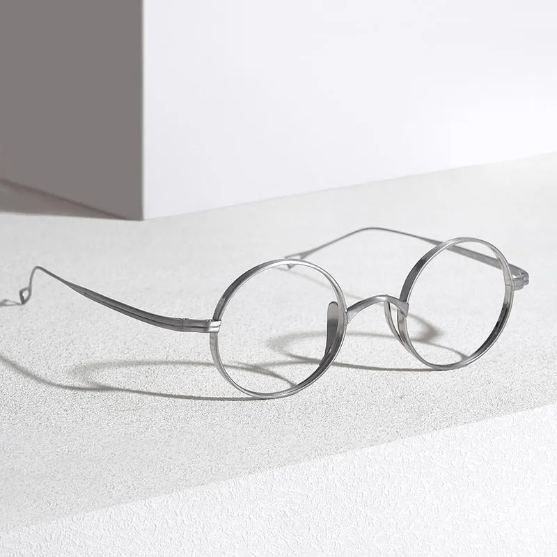 Klasik Vintage Titanyum Optik Gözlük Çerçeve Erkekler Kadınlar için Kadın Yuvarlak Reçete Gözlük Japon El Yapımı Retro Gözlük Moda Sungla