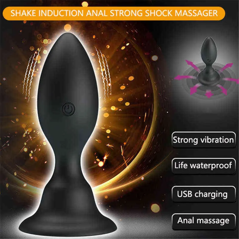 NXY Vibrators Pretty Love 9 Speed ​​Shake Sensor G Spot Vibrator Silicone Anal Plug Butt med Vibrerande Suctoin Sexleksaker för Män Gay 1125