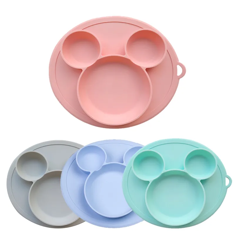 Kids Bowl Plates Baby Feeding Silicone Plate Children's Integrated Baby Silicagel Dishes