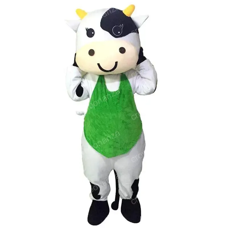 Halloween Milk Cow Mascot Kostuum Top Kwaliteit Strilder Karakter Outfits Outfits voor volwassenen Kerstmis Buiten themafeest Volwassenen Outfitpak