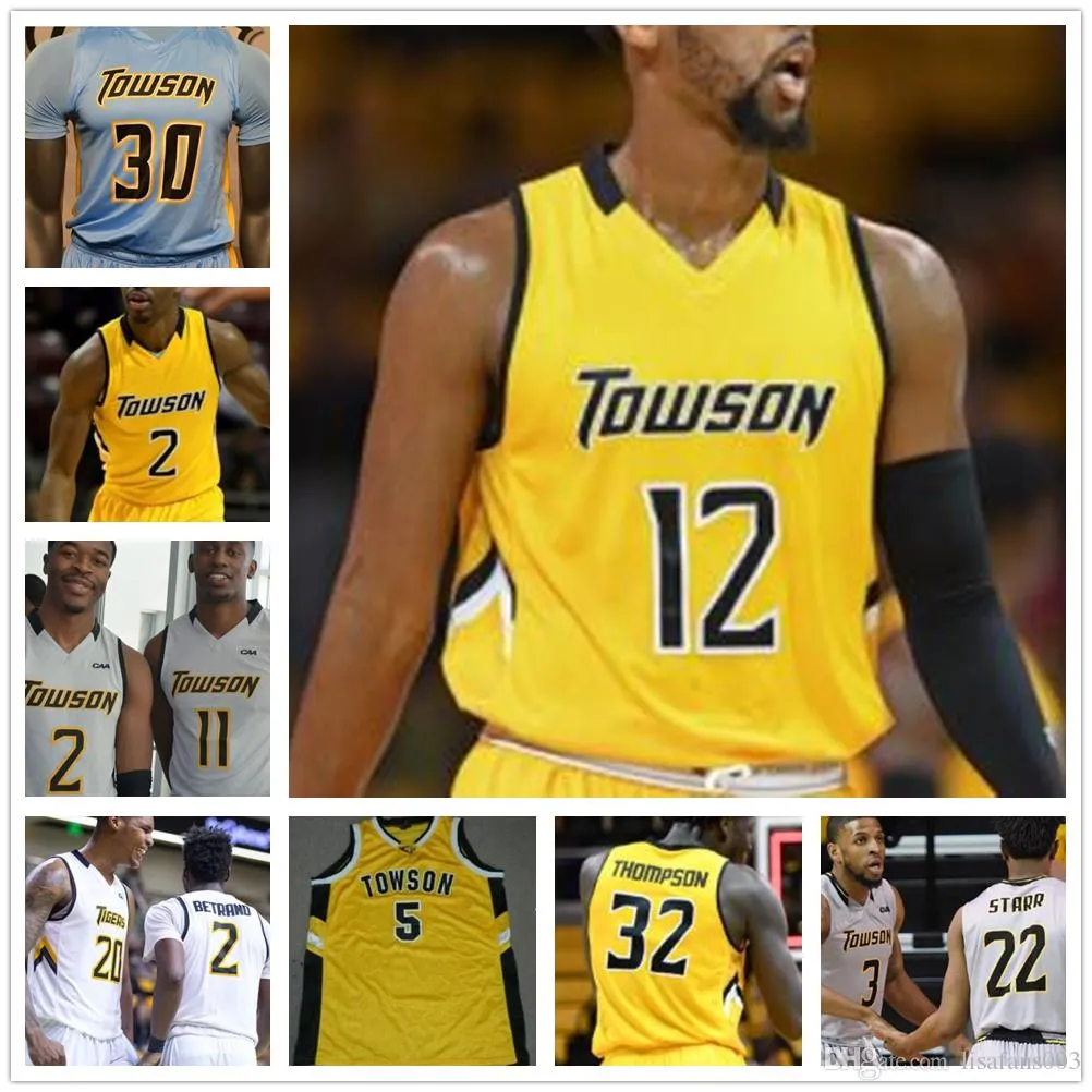 Towson Tigers Basketball Jersey NCAA College 23 Brian Fobbs 2 Allen Betrand 20 Nakye Sanders 10 Jason Gibson Juwan Gray Gary Neal