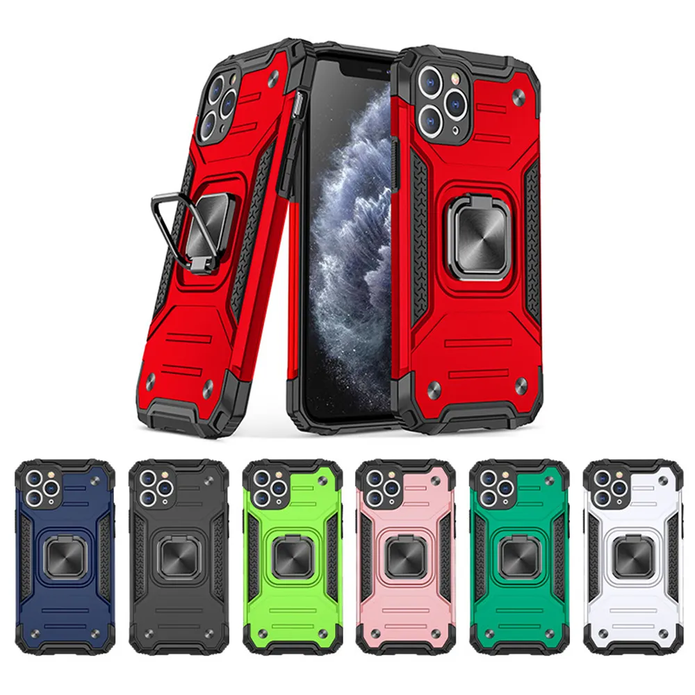 Stoßfest Rüstungskoffer für iPhone 12 xr xs x 11 pro maximal mini 7 8 plus 6 telefonabdeckung Magnetischer Ring Kickstand