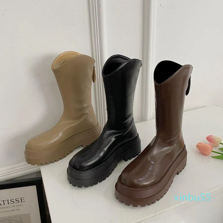 Stiefel Schuhe Damen Gummistiefel-Damen Clogs Plattform Winterschuhe Luxus Designer Reißverschluss Rock Rain Med Mode Mittelkalb