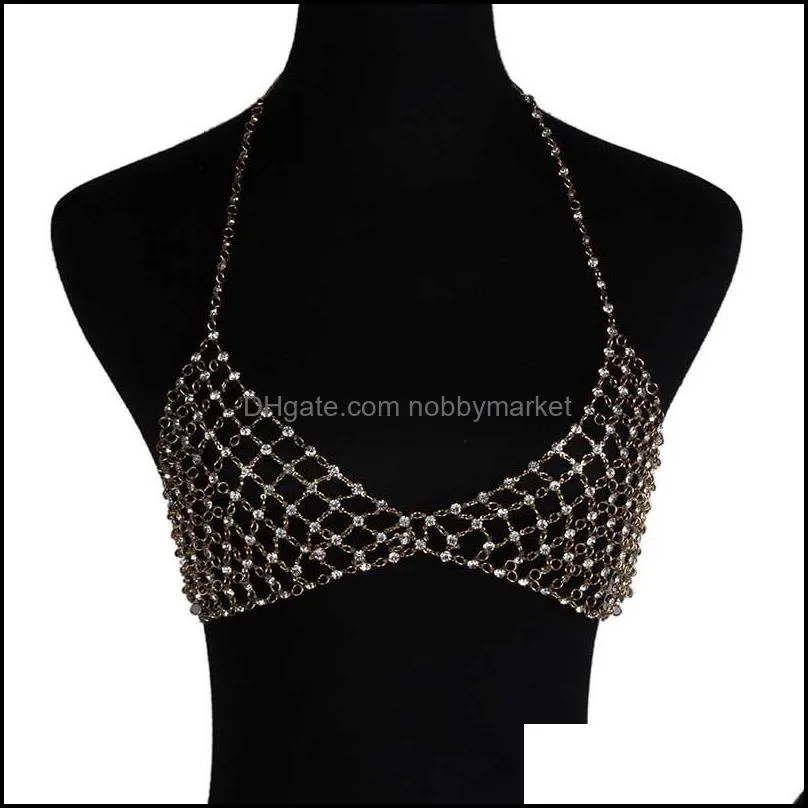 Best lady 2017 Sexy Women Love Rhinestone Bra Brassiere Body Necklace Chain Summer Hot Fashion Statement Necklace Jewelry 4468