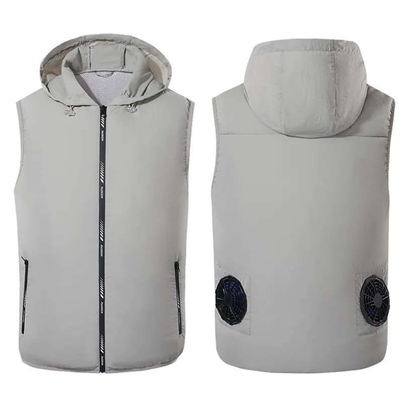 Ventilateur d'été équipé de vêtements gilet de refroidissement résistant aux UV pour hommes 5V USB alimenté manteau climatisé été refroidissement sans manches 211119