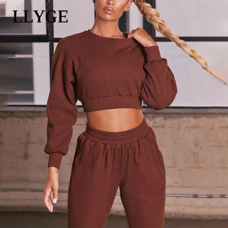 Spring Casual Women's Tracksuits Short Sweatshirt and High Waist Pants Sport Set Female 2021 Summer Streetwear Ladies Tracksuit Y0625