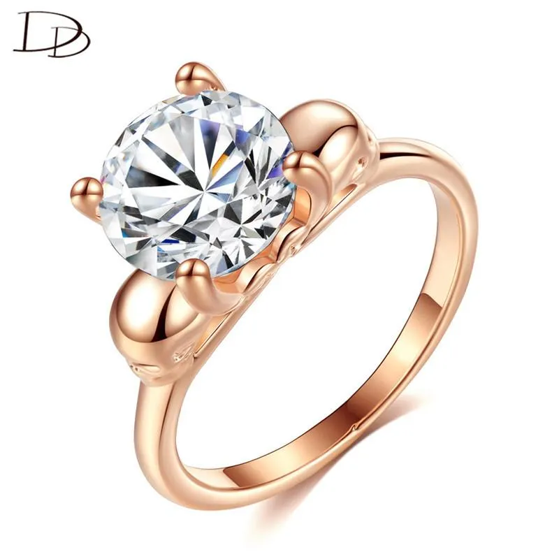 Eheringe DODO 2 Stile verfügbar Punk Doppelschädel für Frauen Großer runder Zirkon Rose Gold Farbe Mode Junger Schmuck Anel R441