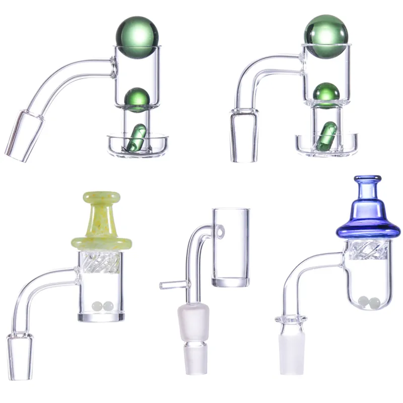 Smoking 14mm male Quartz Banger enail bangers heat coin with Colored UFO Glass Bubble Spinning Carb Cap and ruby Terp Pearl for Dab Rig Bong