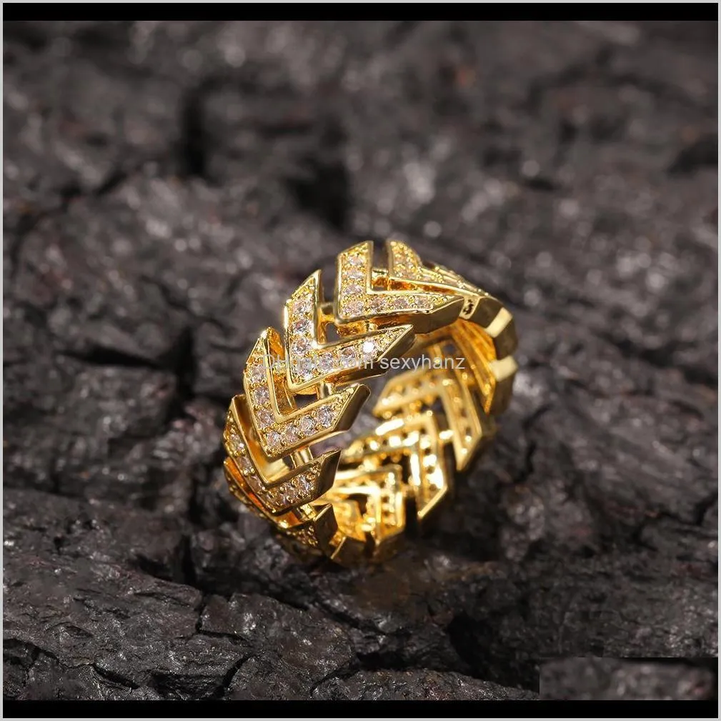 Marlary Fashion Band 18K Gold Plated Custom Engraved Ring Wholesale Stack Ice Out Zircons Thumb Rings For Men