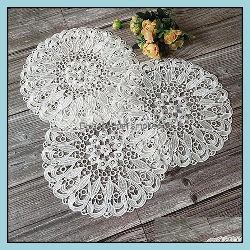 Mats & Pads Round Kitchen Cabinet Mat Coffee Cup Mug Glass Coasters Table Napkins Embroidery Placemat Christmas Wedding Decor