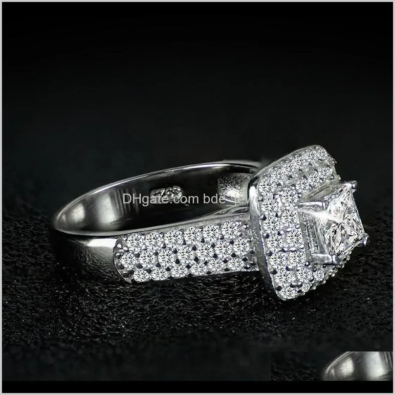 victoria wieck couple rings luxury jewelry 925 sterling silver princess cut white topaz pave cz women wedding bridal ring for lovers`