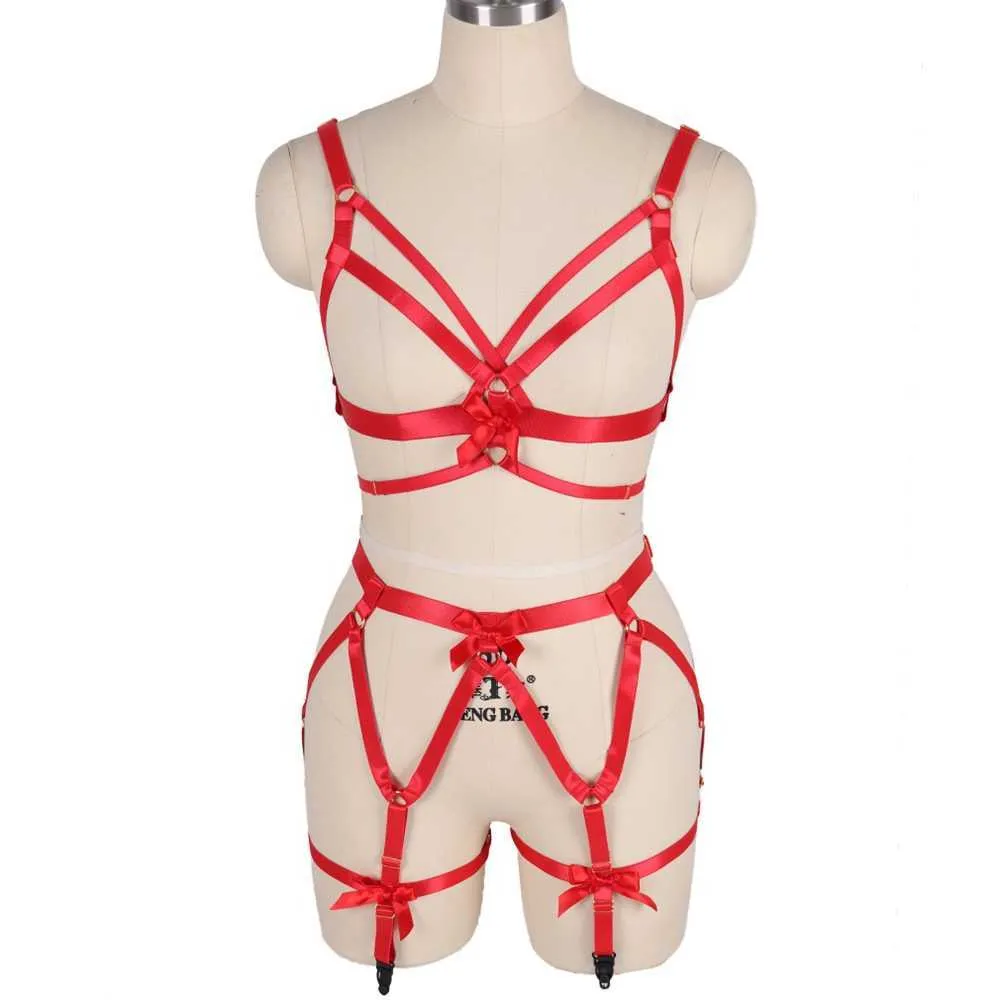Women Sexy Body Harness Lingerie Cupless Cage Bra Strappy Garter