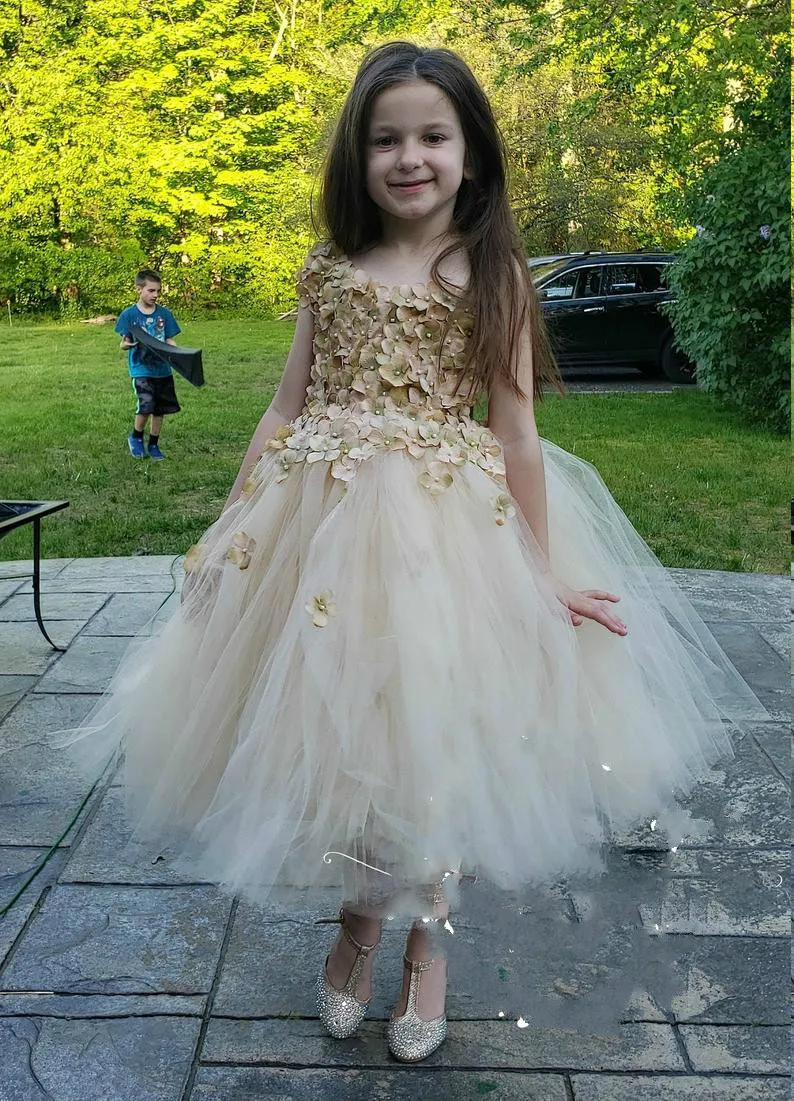a line flower girl dresses A-line Cute Ivory Lace Princess Long Train Flower Girl Dresses With Bo   SELINADRESS
