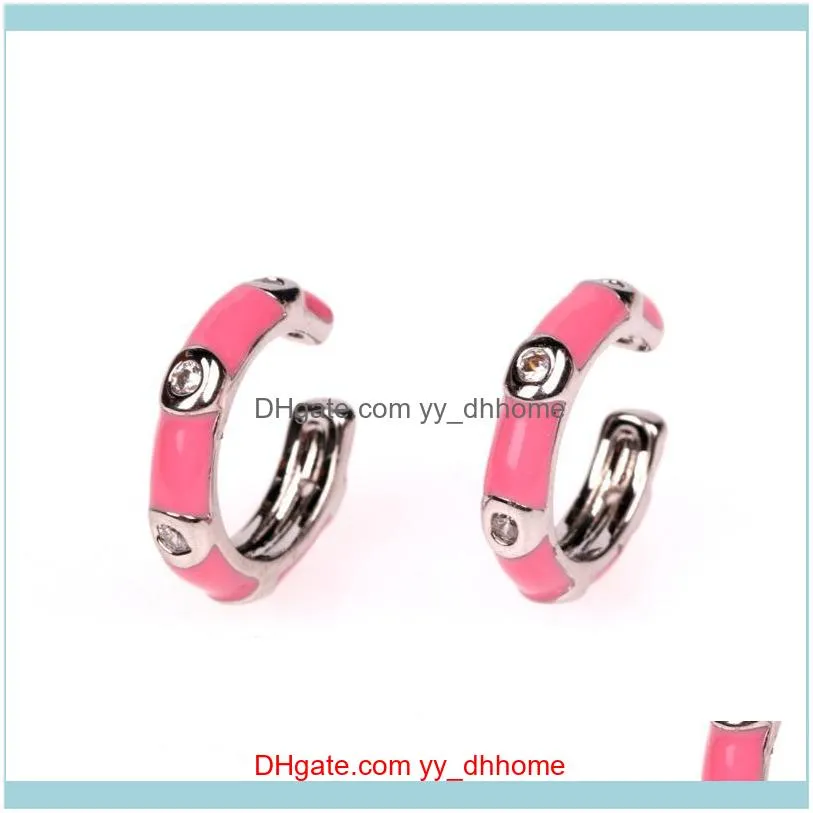 Fashion Rainbow Multicolor Enamel Star Clip Earring Inlaid Zircon Semicircle Cuff Gold Silver Color Women Jewelry Hoop & Huggie