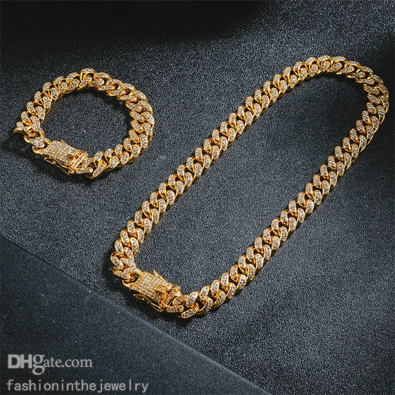 Chains Designer Jewelry Luxury Fashion miami necklaces and bracelet set wholesale iced out chain for men cuban link chain gold stainless steel hip hop necklace kids