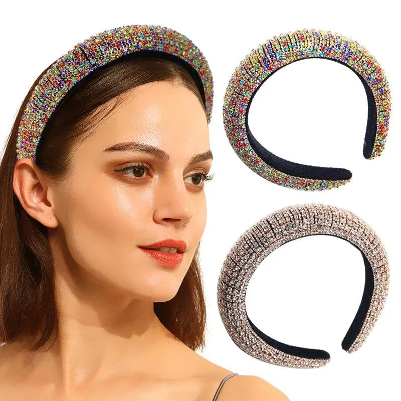 2021fa Wedding Headdress Full Crystal Baroque Headband Luxury Hair Tie Women Bridal Accessories Clips & Barrettes