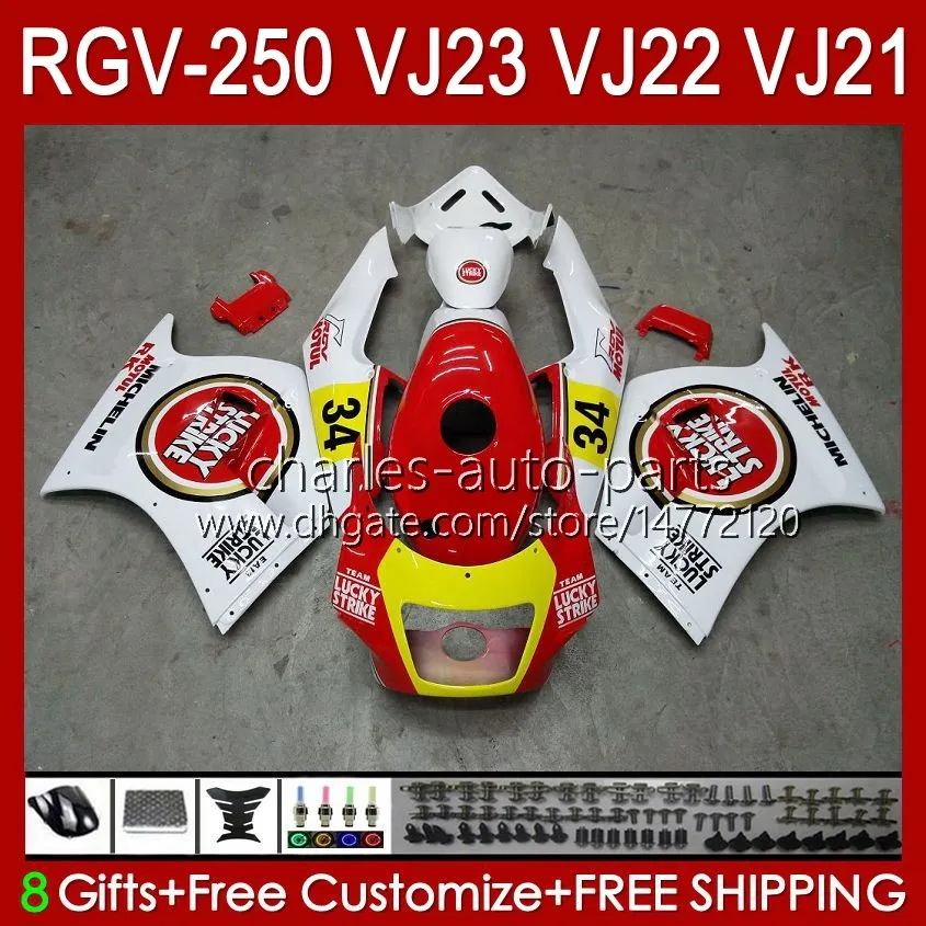 OEM Fairings för SUZUKI RGV250 SAPC VJ23 RVG250 250CC VJ 23 Cowling RGV-250CC 97 98 Bodywork 107HC.0 RGV-250 Panel RGVT-250 RGVT RGV 250 CC 1997 1998 Bodys Lucky Strike