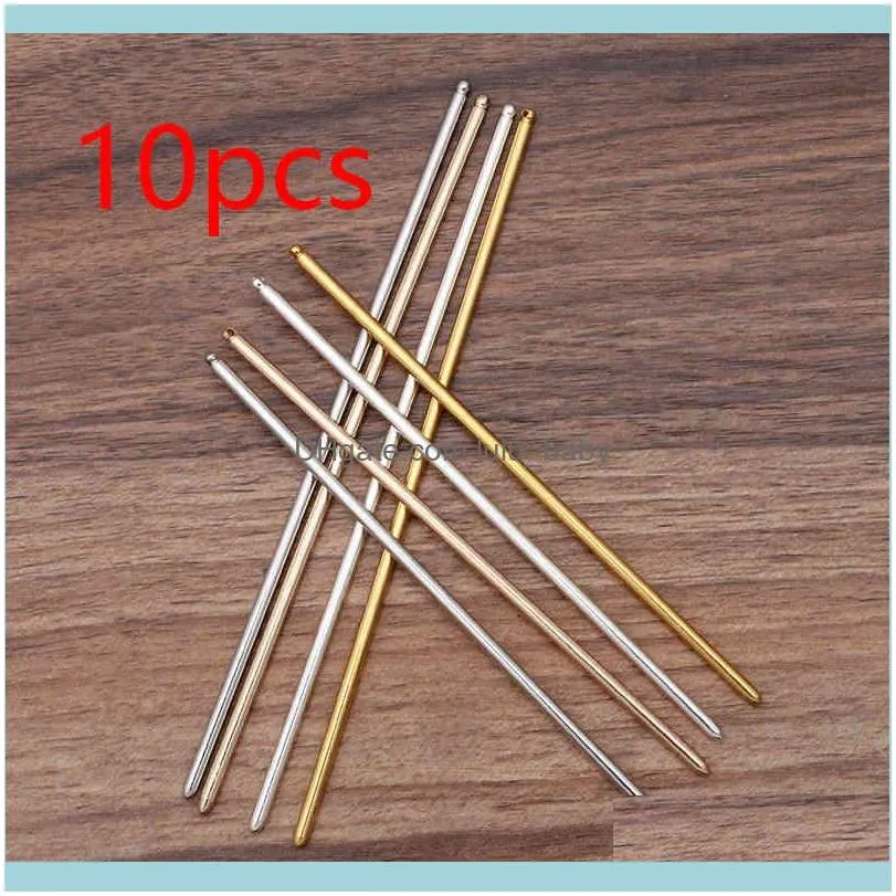 10pcs 125x3mm Metal Iron Pins Blank Base Setting Hair Stick for Women Jewelry Bulks Findings Components DIY Accessories