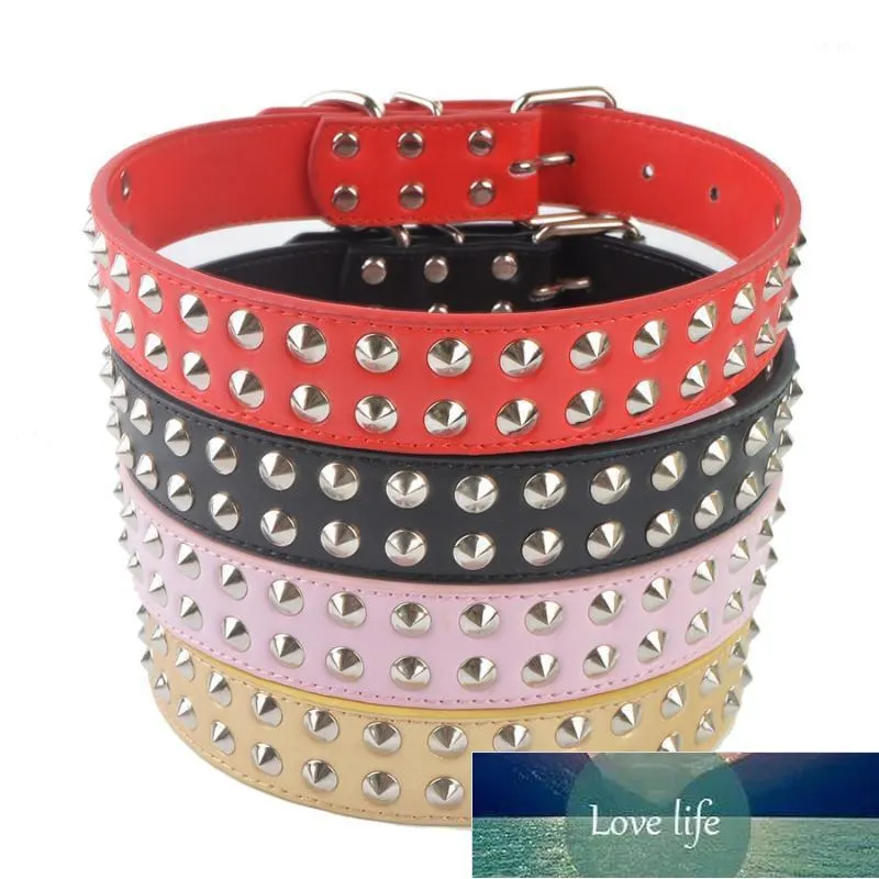 Dog Collars & Leashes Fashion Two Rows Spikes Studded Collar Pu Leather For Big Dogs Pet Supplies Size L XL Adjustable 18-22''1 Factory price expert design Quality Latest