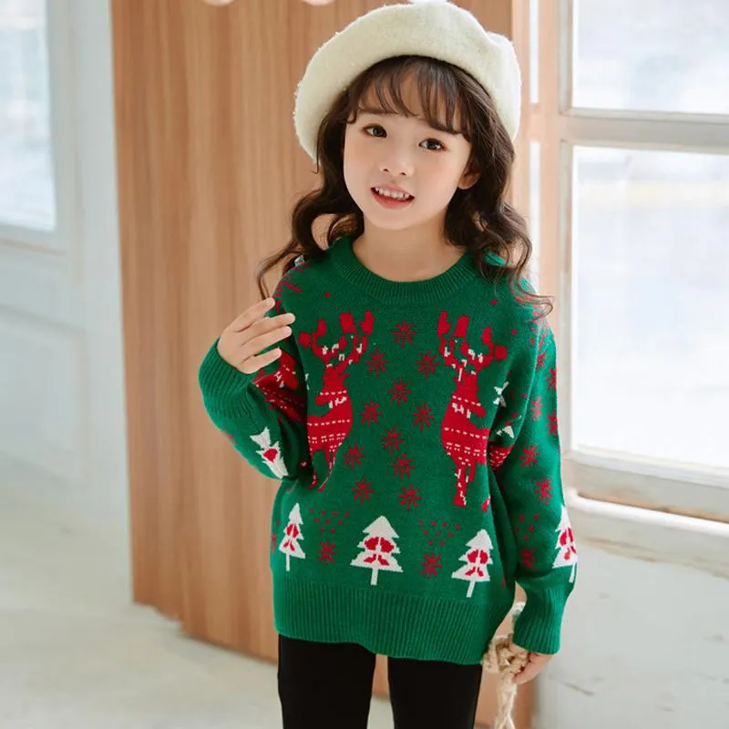 Pull 2021 Pull de Noel pour enfants hiver enfant en bas age fille tricote vetements pour enfants a manches longues hauts de dessin anime 3 4 5 6 7 8