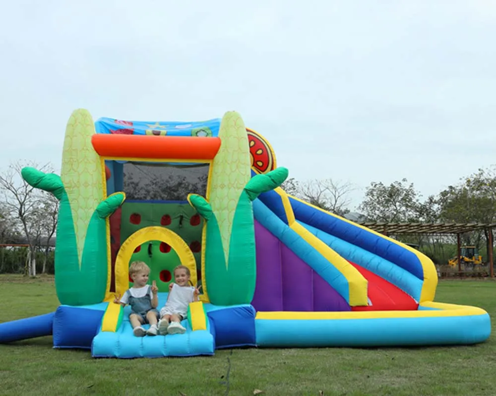 Maison de videur entièrement personnalisée en usine saut gonflable château plein d'entrain rebond avec toboggan pour enfants à la maison use218k