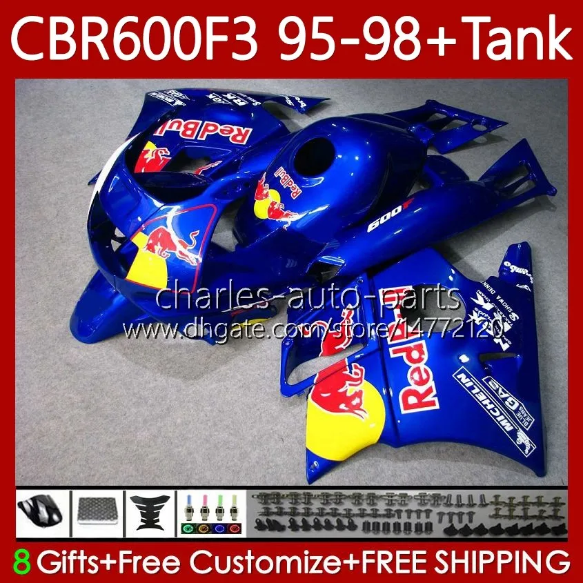 Carenature + serbatoio per HONDA CBR 600 600F3 CBR600 F3 FS CC 1997 1998 1995 1996 Corpo 64No.95 CBR600F3 600CC 600FS 95-98 CBR600-F3 CBR600FS 97 98 95 96 Kit carrozzeria Giallo rosso