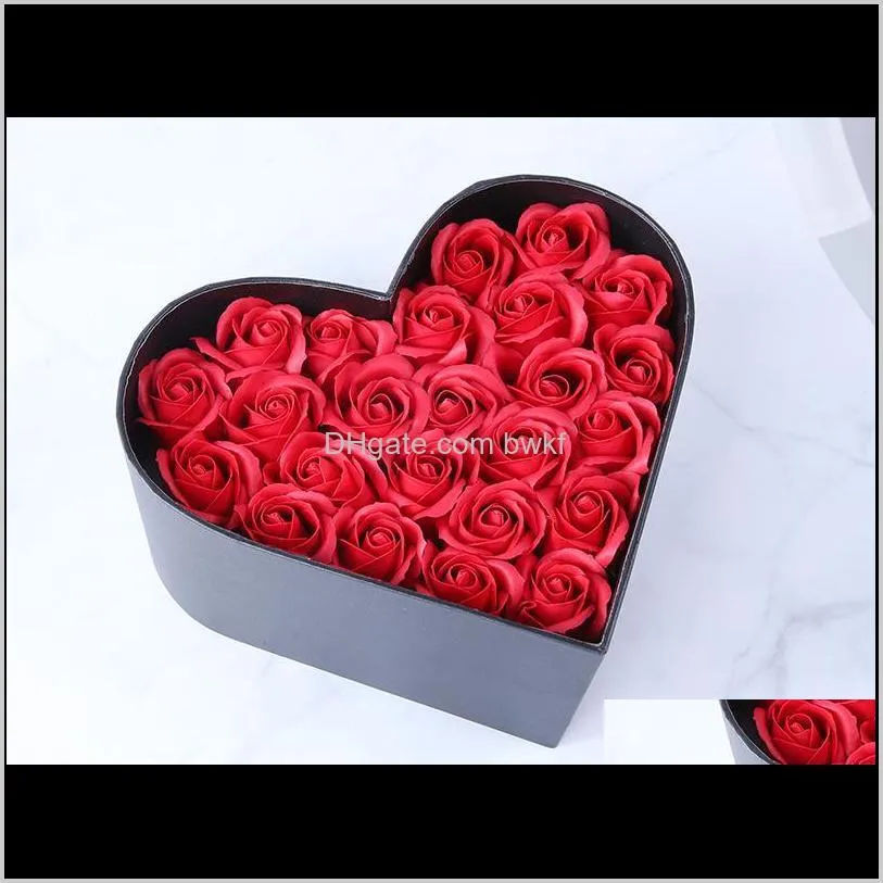 eternal red rose box artificial fake soap flower gift heart box valentines day girlfriend`s gift for women wedding decoration