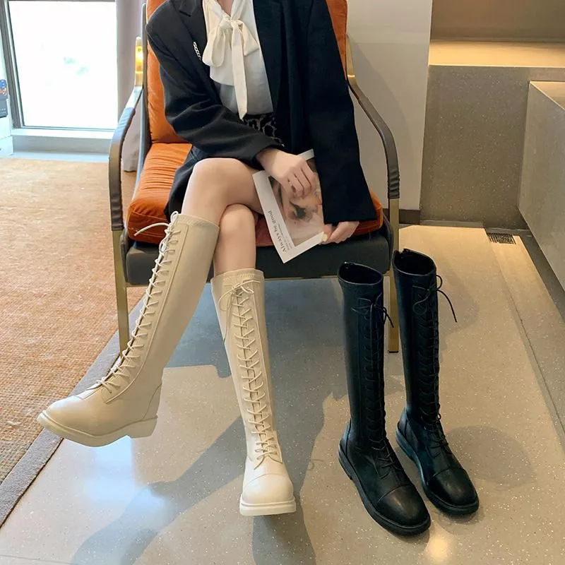 Сапоги женские 2021 сексуальные бедра высокие каблуки туфли круглые носки молния Med Lolita Over-Knee осень элегантный резиновый рок