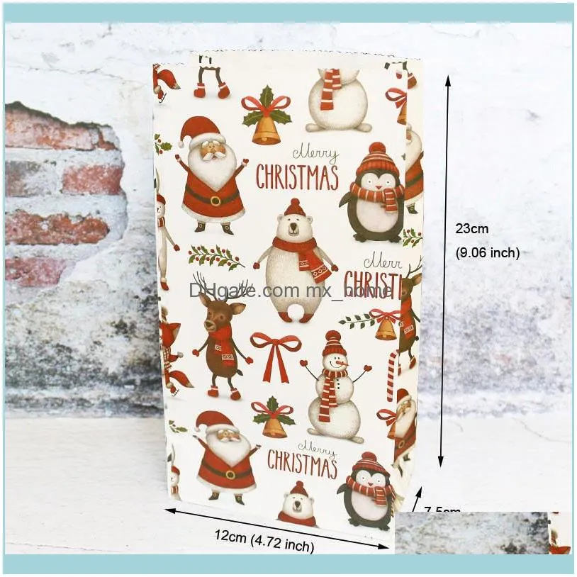 24 Days Christmas Advent Calendar Bags Set Paper Christmas Gift Bag with Stickers DIY Candy Storage Pouches Navidad Decoration 201127