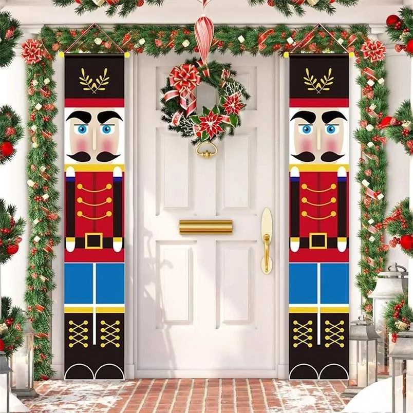 Nutcracker Soldier Banner Christmas Decor For Home Merry Christmas Door Decor Xmas Ornament Happy Year 2022 Navidad 211104