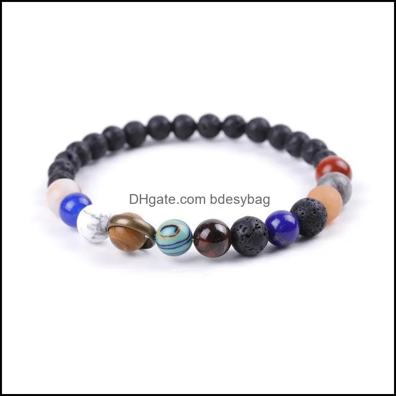 women men Natural stone beads solar system Galaxy starry bracelet lava rock lasurite stone beads bracelets fashion jewelry will and