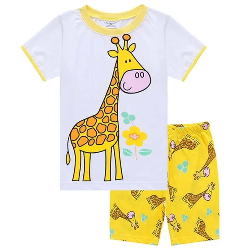 Girls Clothes Kids Clothing Sets Summer Outfits Vetement Enfant Fille Ropa Baby Girl Giraffe Cotton Ubrania Meisjes Kleding 210326