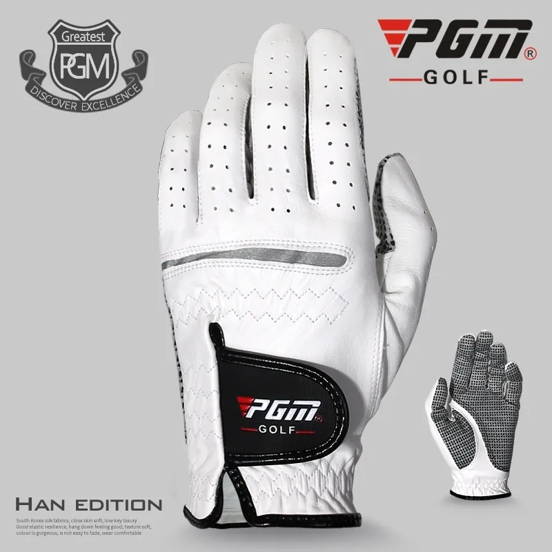 PGM 1PCS Rękawiczki golfowe dla mężczyzn Białe samce owczarek oporna na skórzaną markę lewą prawą ręką 2111243959809289y
