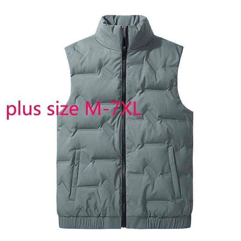 Nieuwe Collectie Mode Super Grote Winter Mannen Stand Collar Down Vest Zipper Casual Dikke Witte Eend Down Plus Size M-4XL5XL 6XL 7XL Y1103