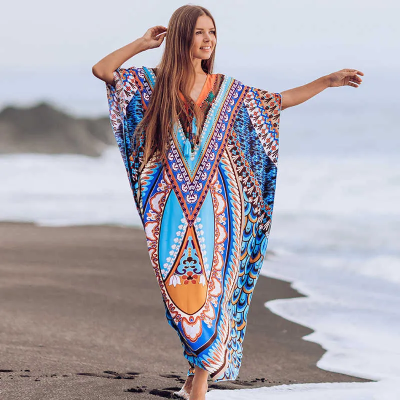 Costumi da bagno donna Cover Up Plus Size Tunica Beach Dress Sun Kaftan Mantello Bikini donna outlet Coverups Pareo De Plage Ladies Salidas X0726