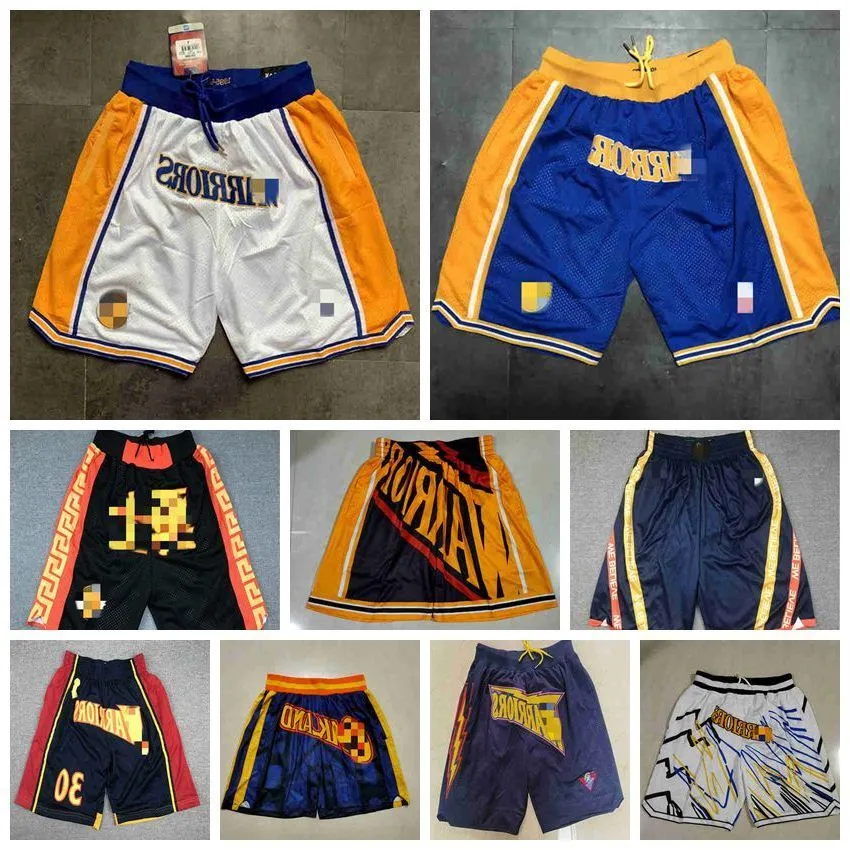 Mens costurados Just Don Basketball Shorts Warriors11 Thompson 33 Wiseman Stephen 30 Curry Mitchellness 2021/22 Edição City Sweatpants White